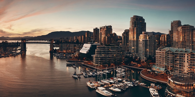 Vue aérienne de la baie de Vancouver
